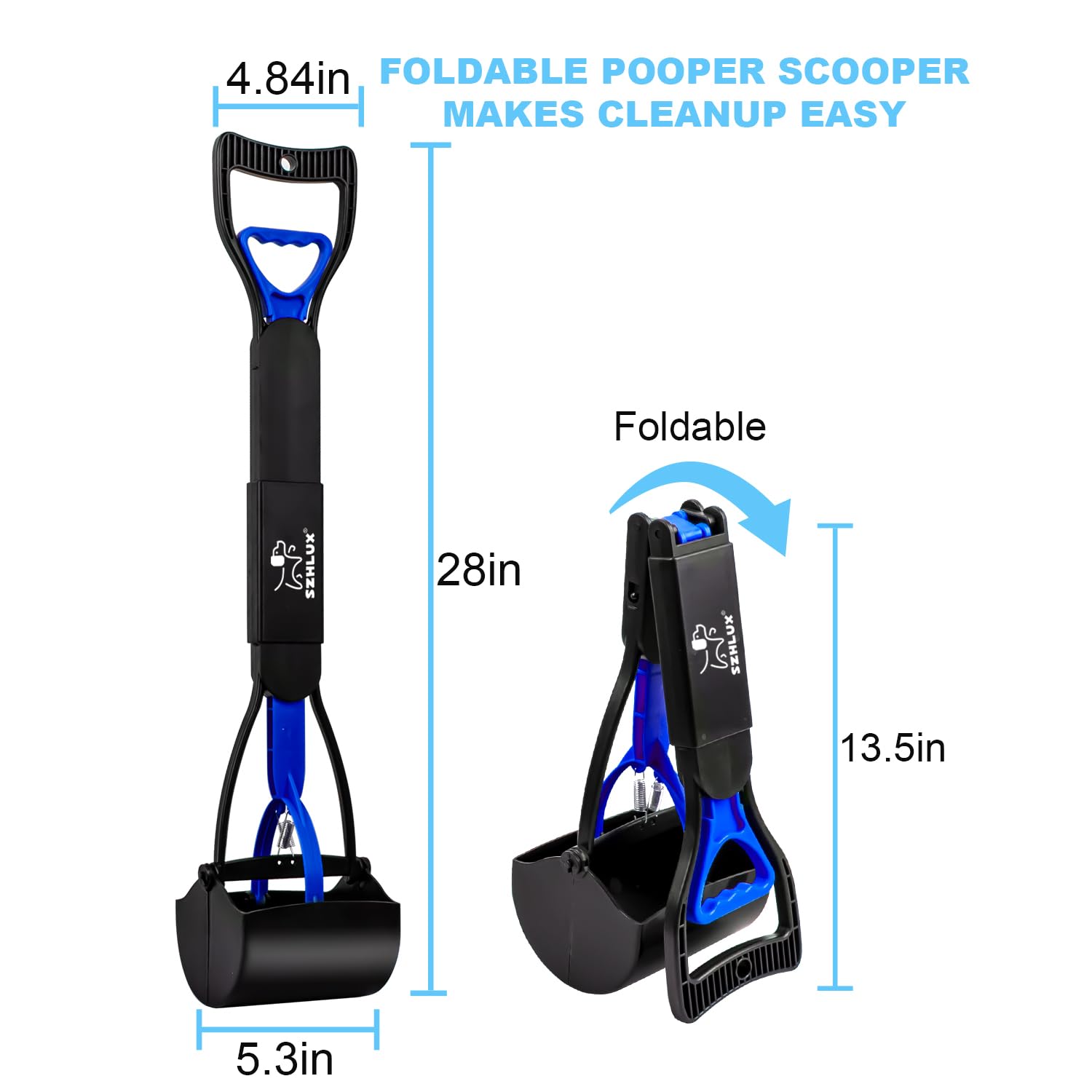SZHLUX 28in length boosts reach to avoid bending during cleanup.