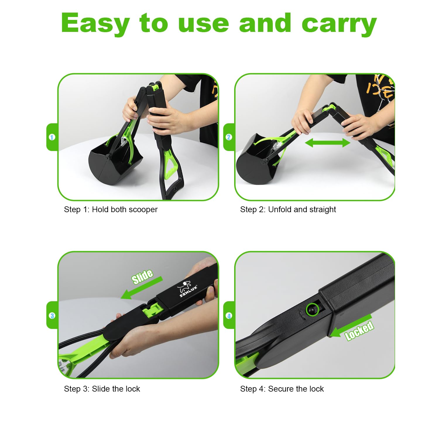 SZHLUX pooper scooper effective on grass and gravel for versatile cleaning