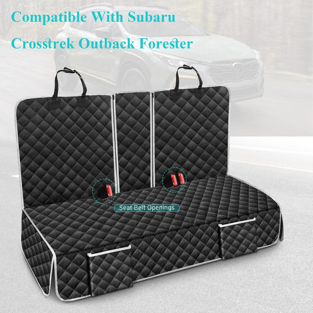 Szyuchen velcro openings dog seat cover preserves seatbelt use without obstruction.