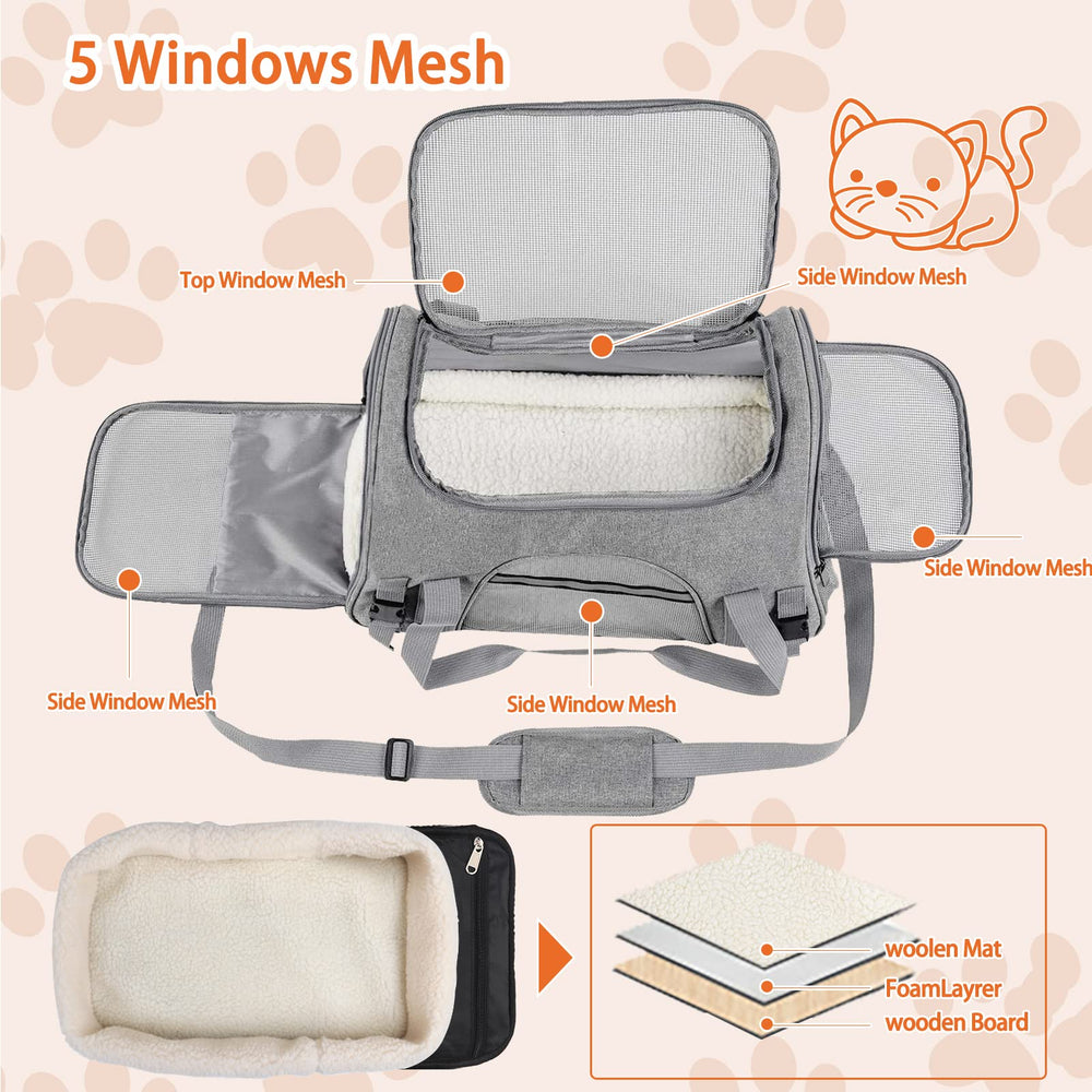SZZJKJ cat carrier with mesh ventilation windows for comfortable transit