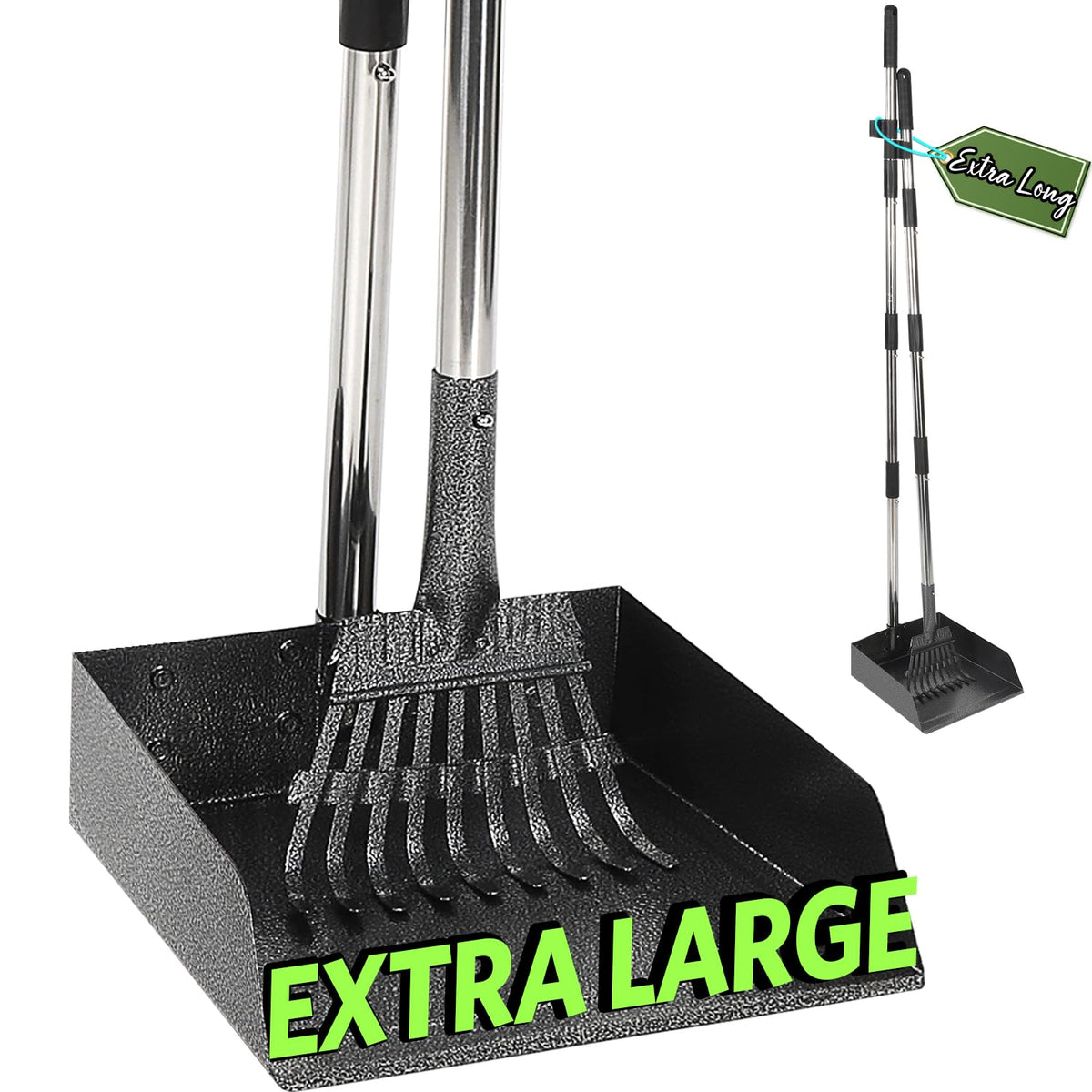 T2Y Pooper Scooper extended to 48 inches for comfortable, hands-free cleaning.
