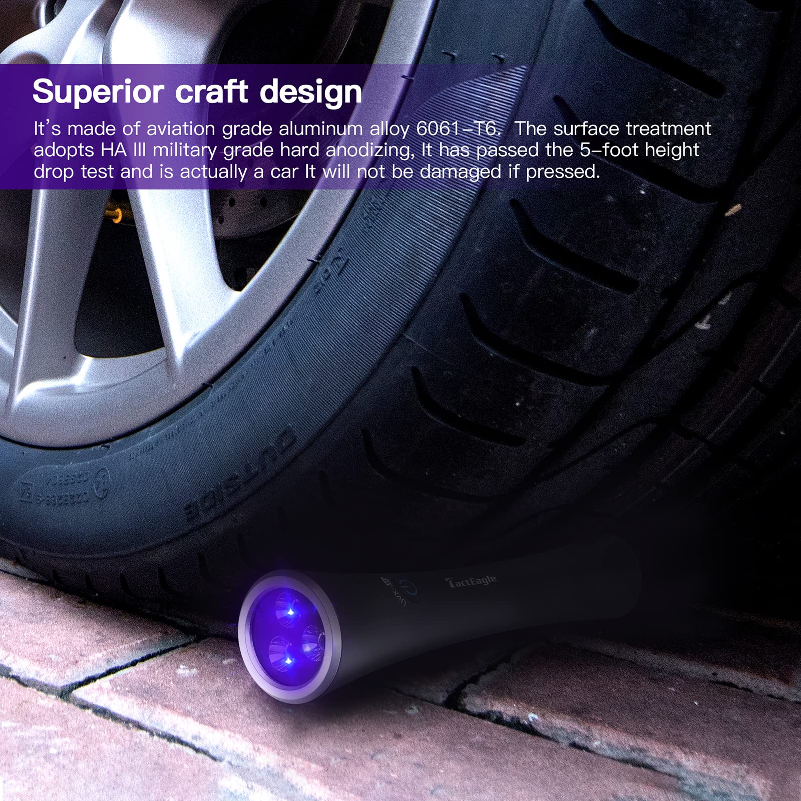 TactEagle UV Flashlight supports pet-stain detection for homes with cats or dogs.