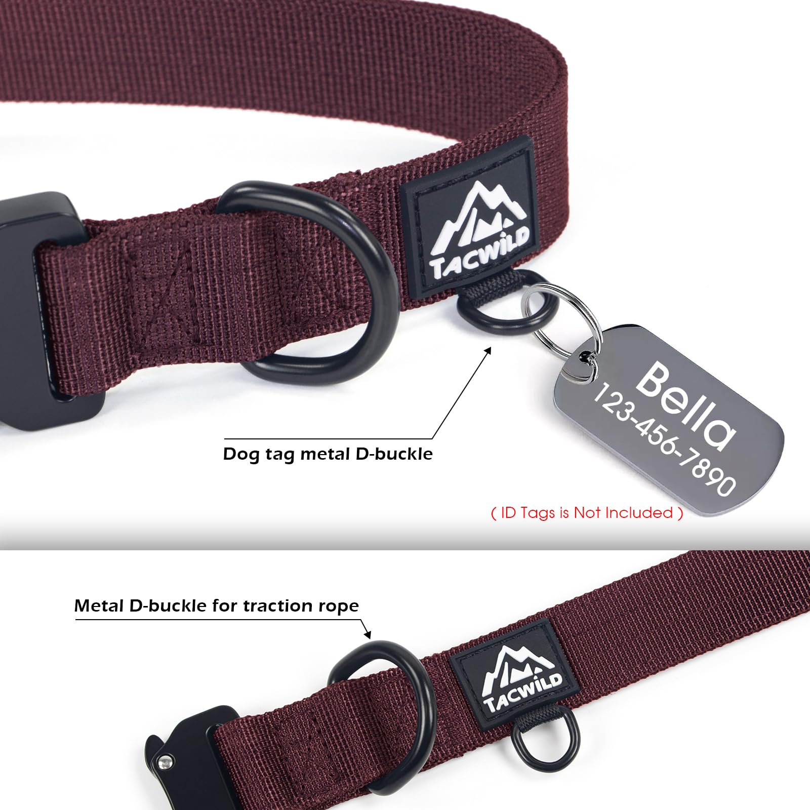 Tacwild burgundy adjustable collar highlighting a precise fit.