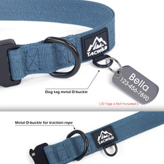 Tacwild Heavy Duty Dog Collar Haze Blue adjustable close-up shows non-slip sizing for a perfect fit