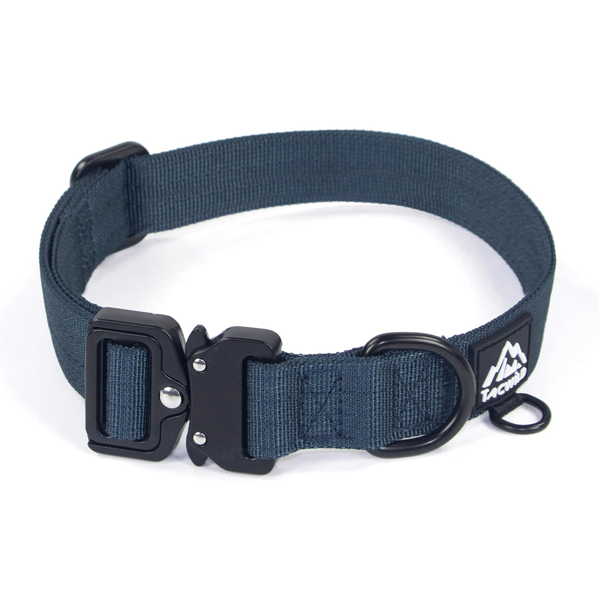 Tacwild heavy-duty dog collar navy blue buckle—easy on/off for busy walks
