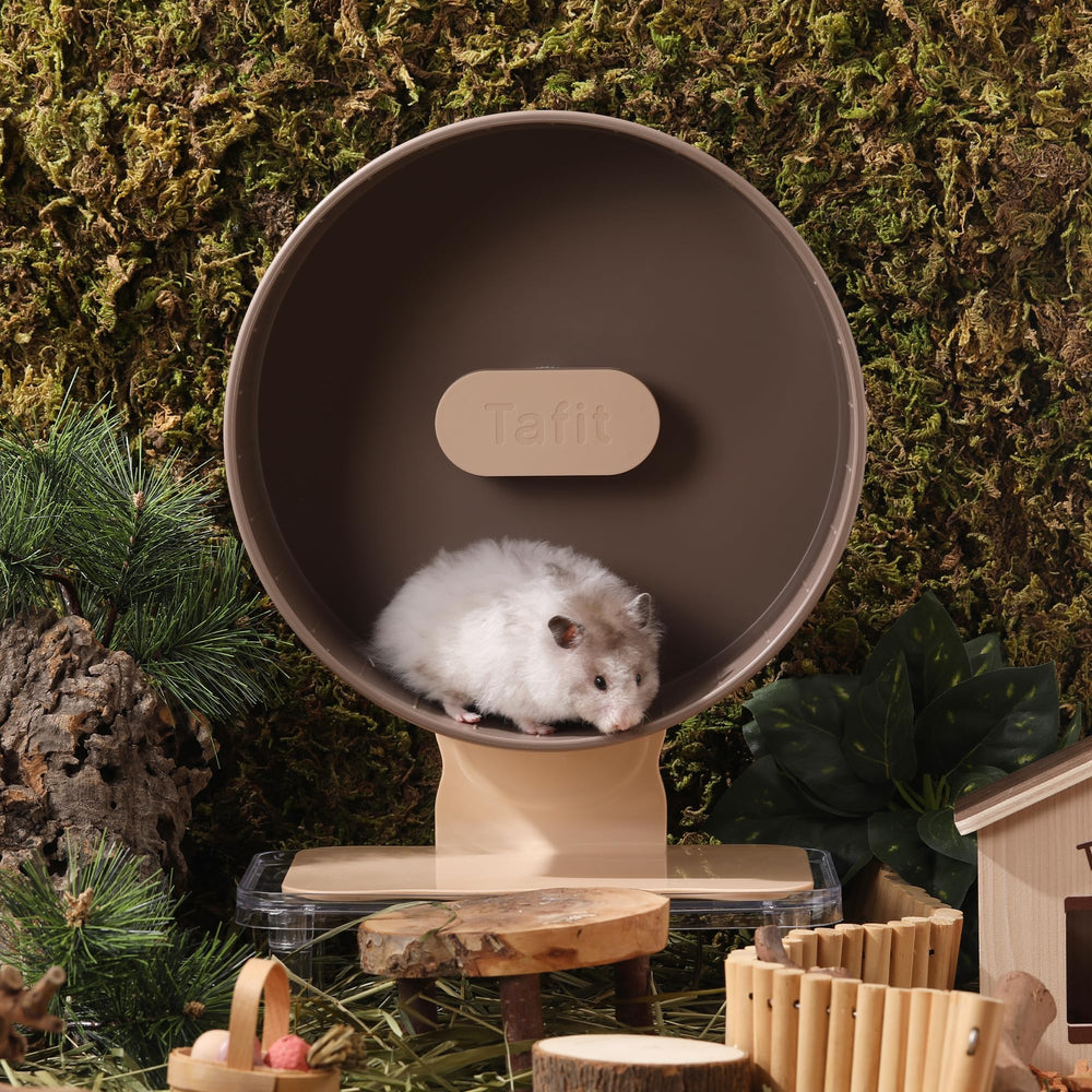Tafit quiet hamster wheel dual bearings closeup highlights silent operation.
