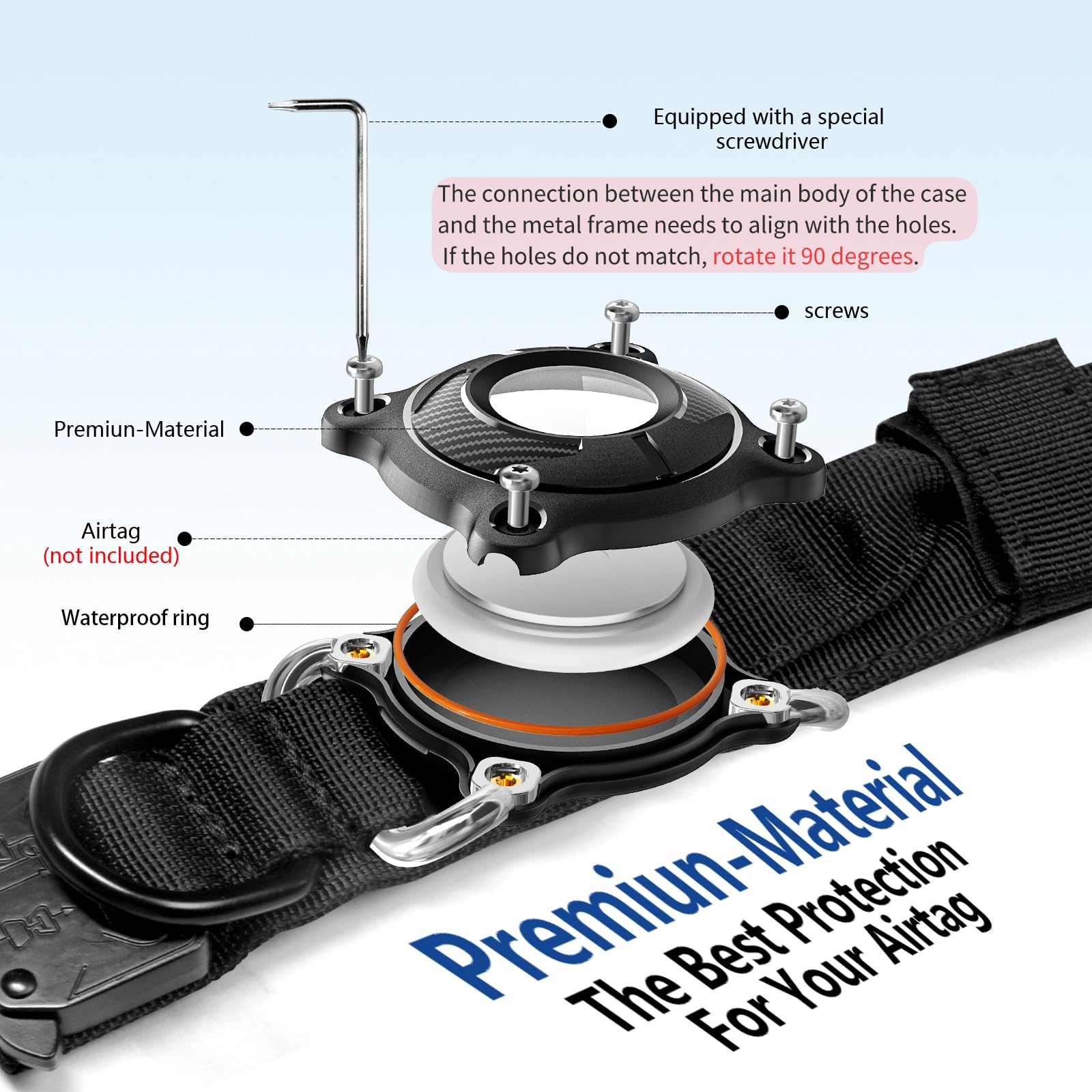 Taghelp AirTag dog collar assembly with AirTag holder for secure tracking.