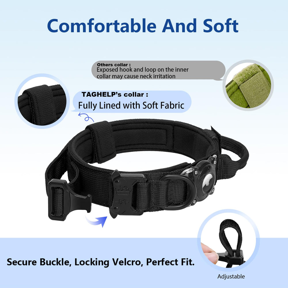 Taghelp AirTag dog collar durable metal sides and reinforced construction.