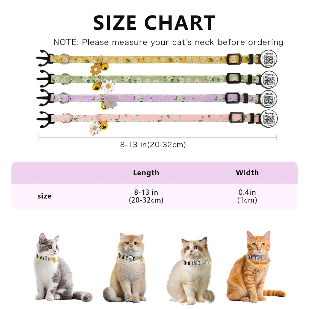 Taghelp cat collar closeup showing vibrant flower pattern and breathable cotton.