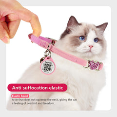 Taghelp heart-bling cat collar pink bells diamond shows vibrant pink design with easy location cues