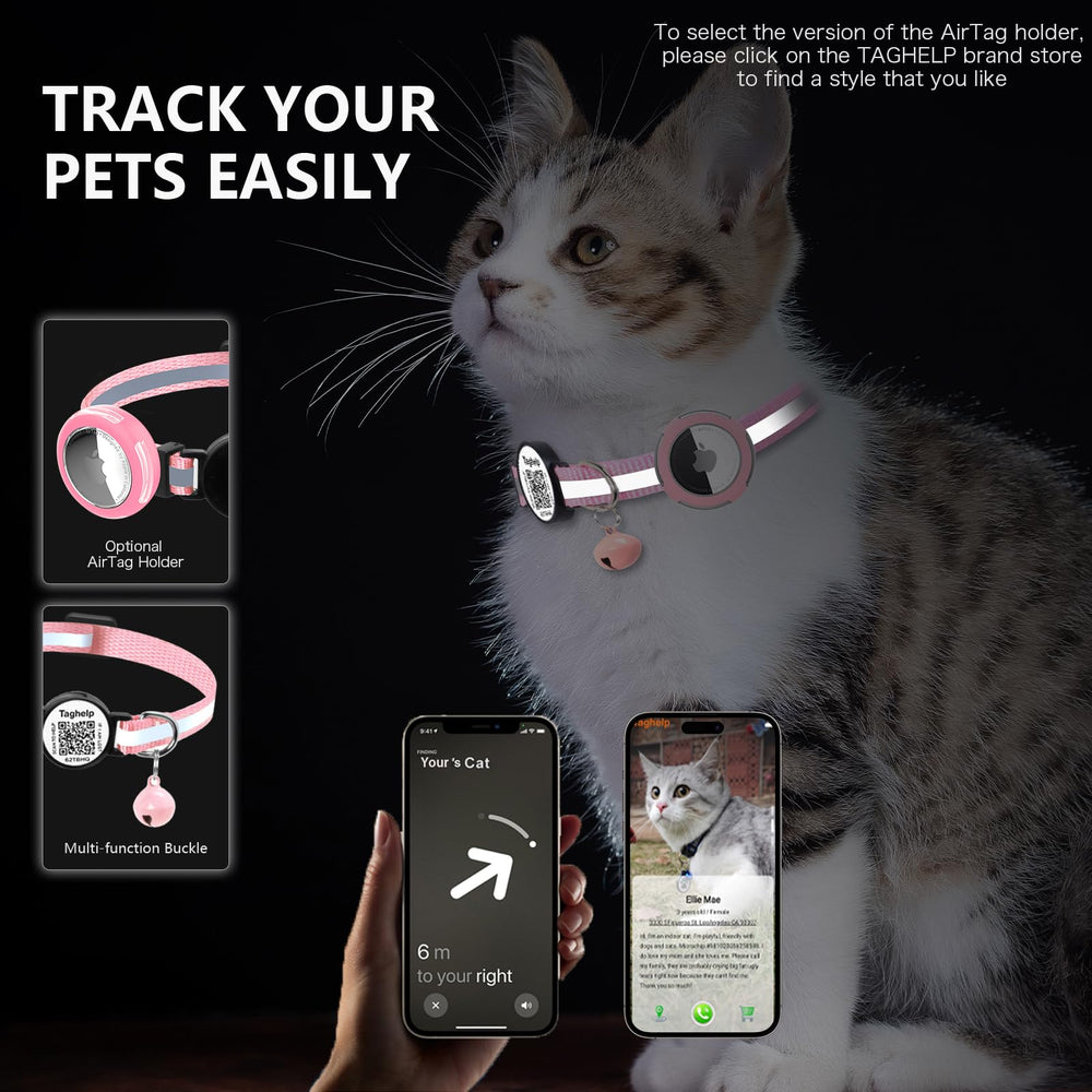 Taghelp QR cat collar adjustable sizes fit kittens to small cats.