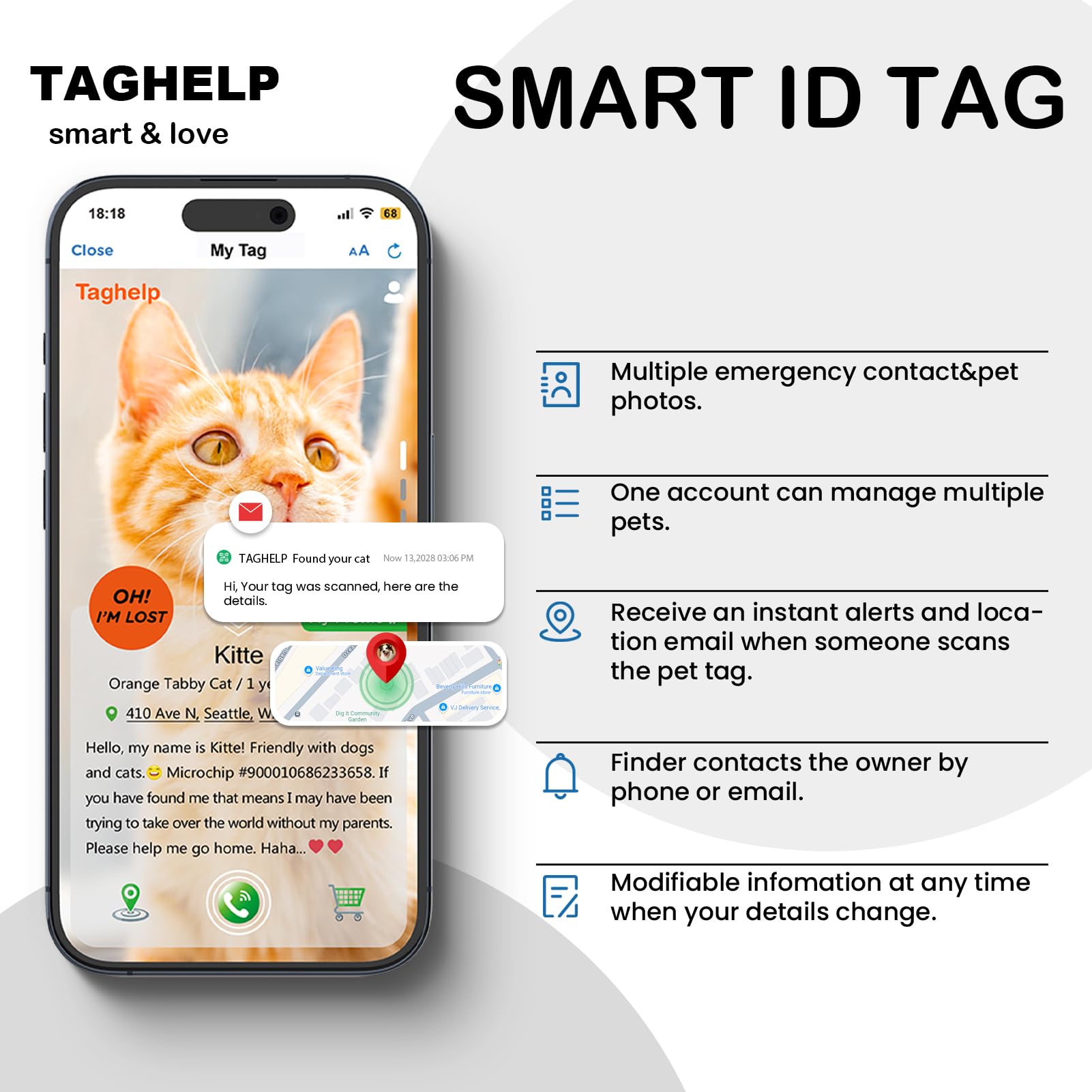 Taghelp silky nylon collar offers comfortable all-day wear.