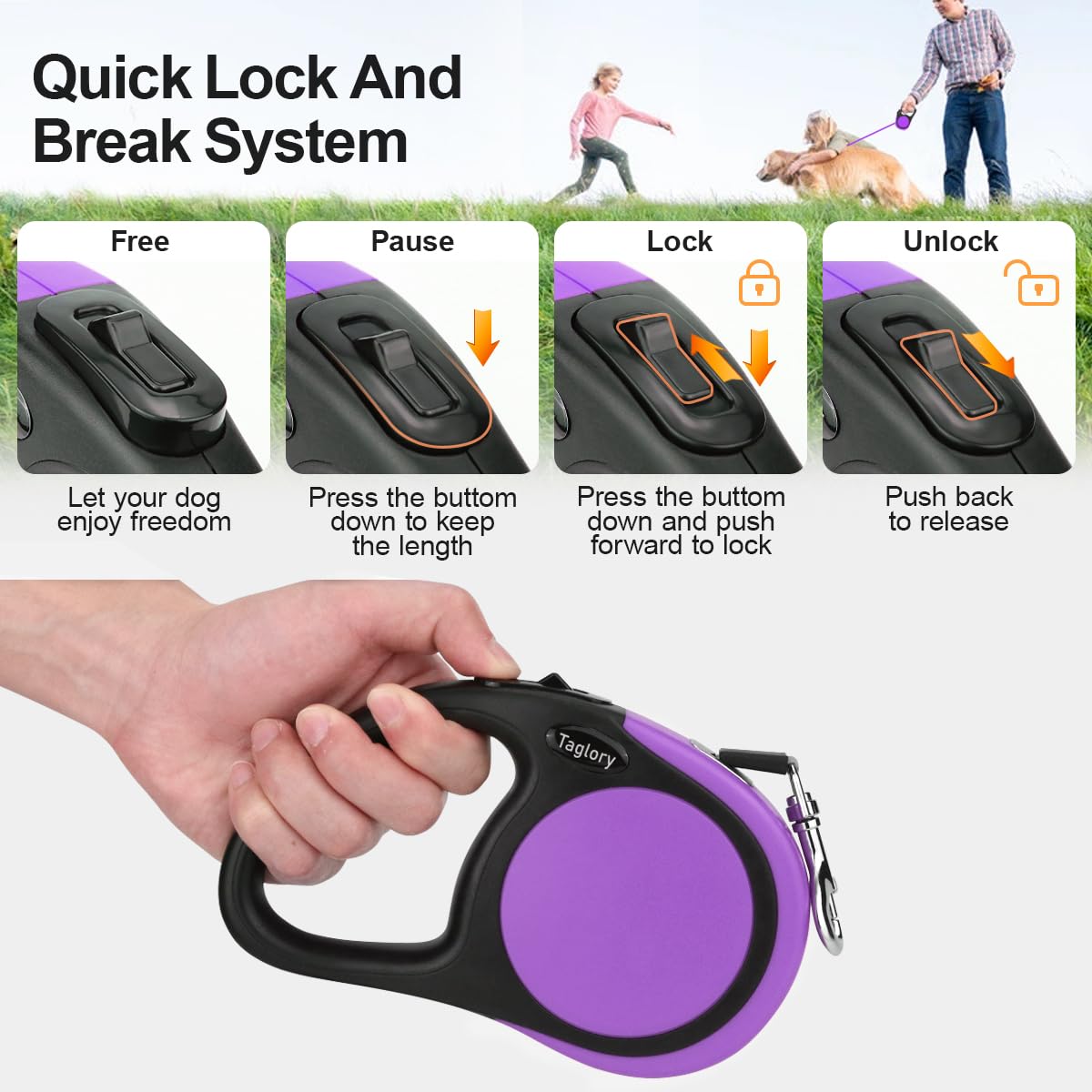 Taglory anti-slip handle provides comfortable grip during longer strolls.