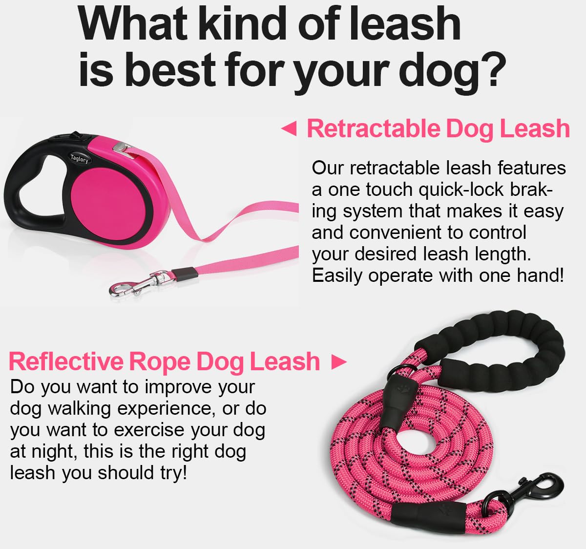 Taglory retractable leash 360-tangle-free design minimizes tangles on outdoor adventures.