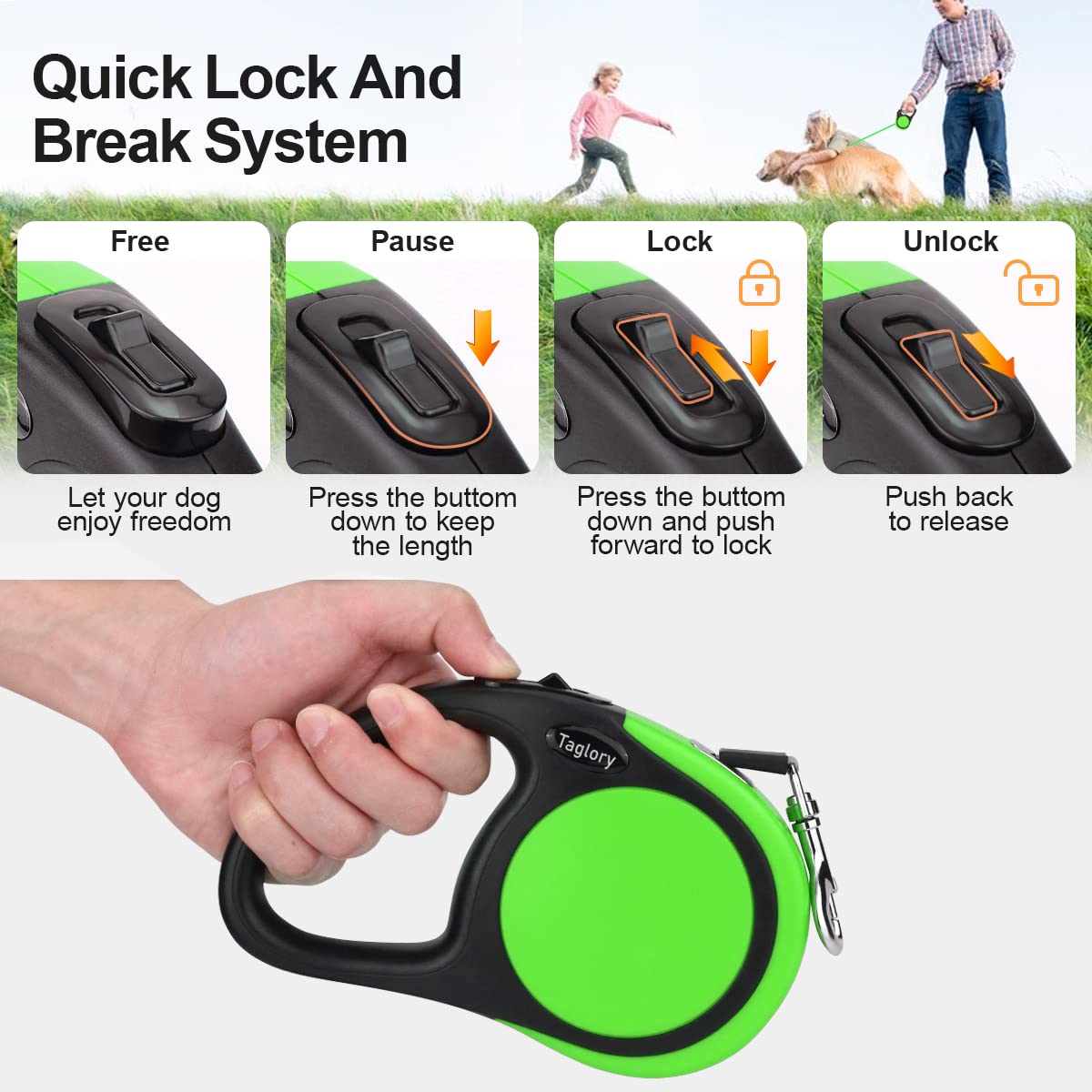 Anti-slip handle on Taglory leash reduces hand strain during long strolls