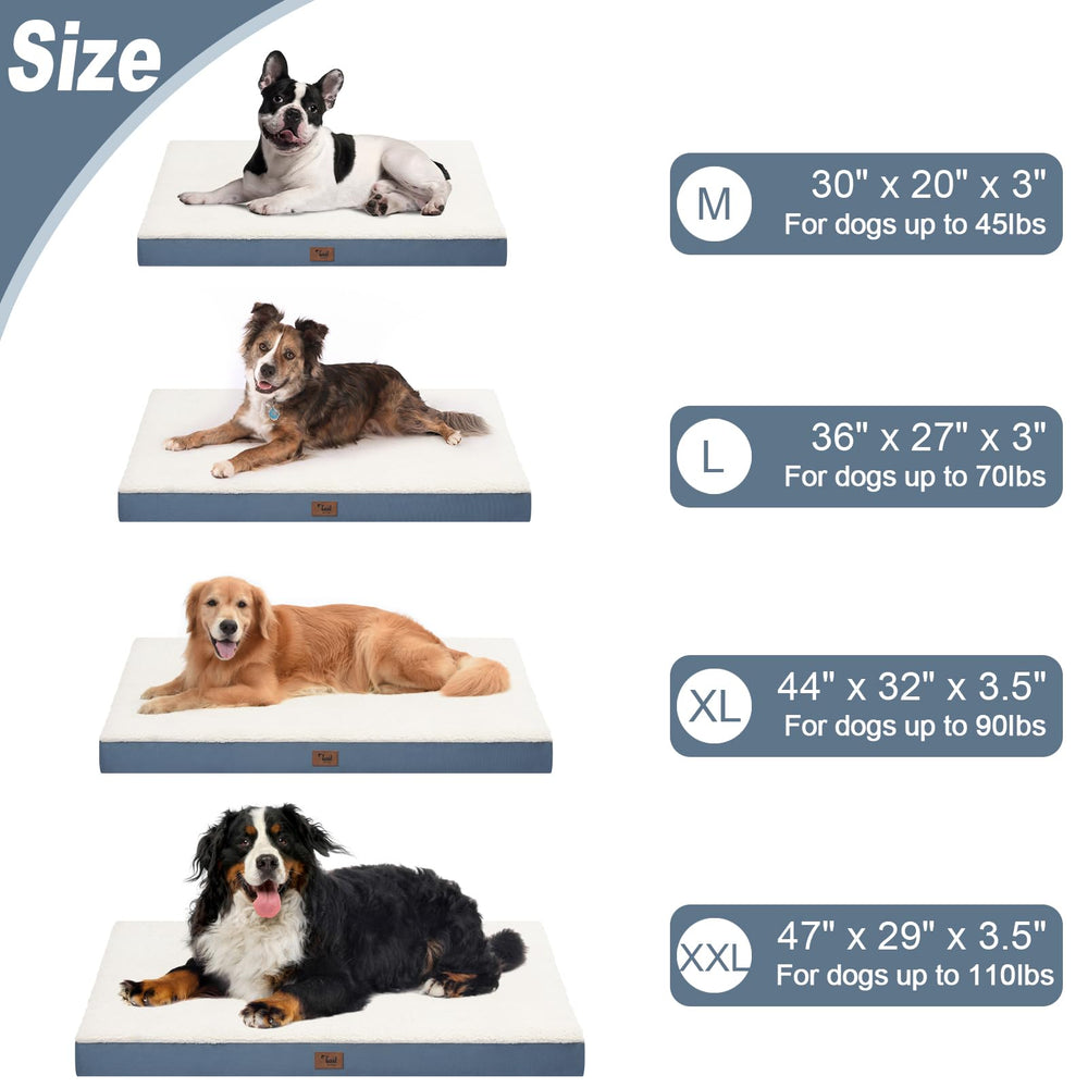 Tail Stories large blue-white dog bed complements home decor and size