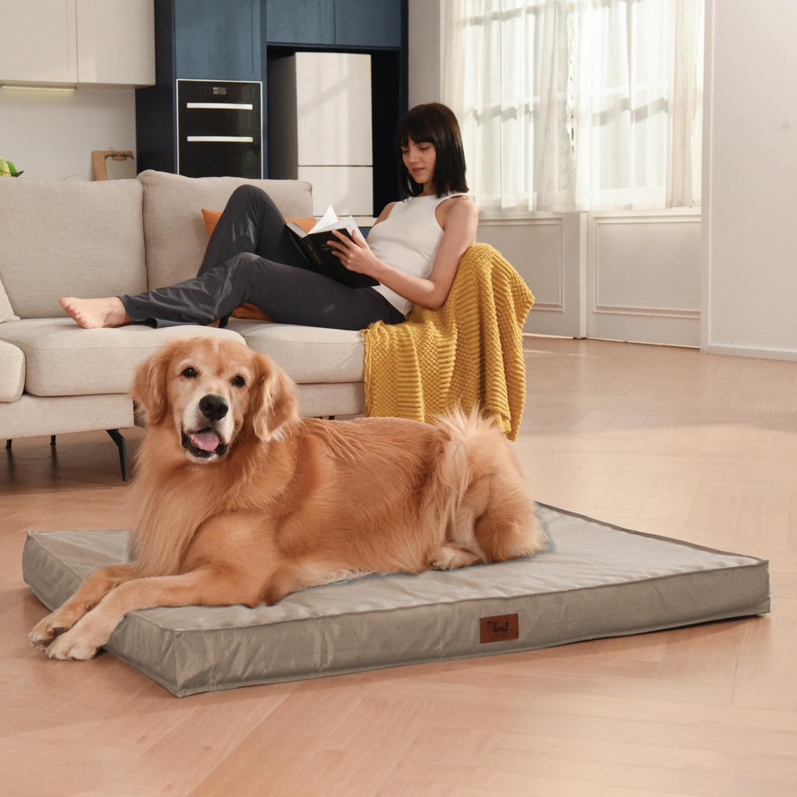 Tail Stories camping and travel-ready bed supports pets outdoors.