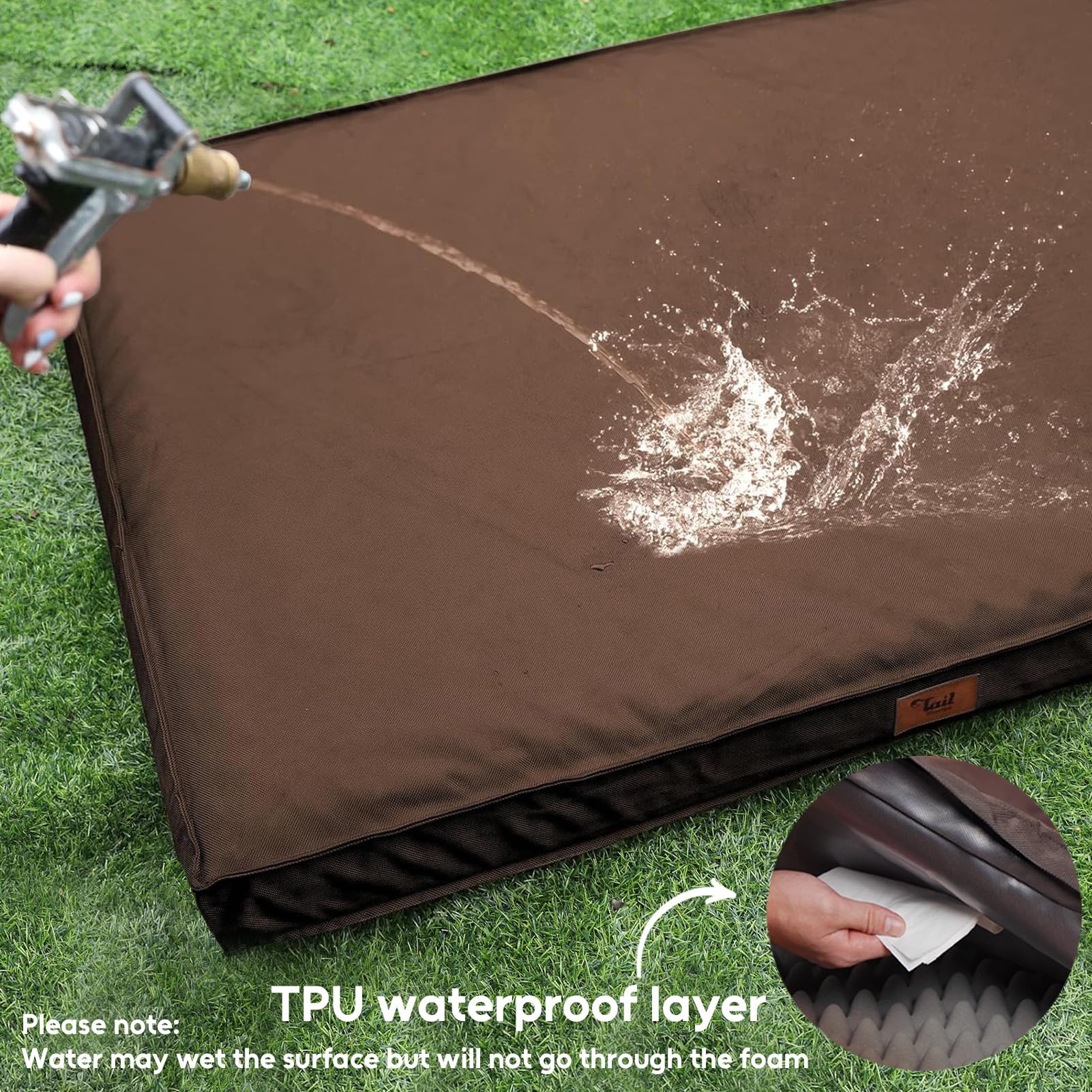 Tail Stories easy-carry handle dog bed highlights portable comfort for camping, trips, and park lounging