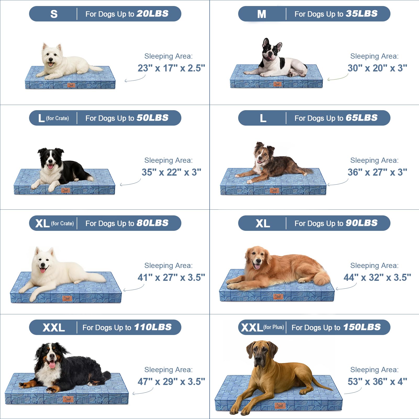 Tail Stories orthopedic egg-crate foam bed with joint-supporting comfort.