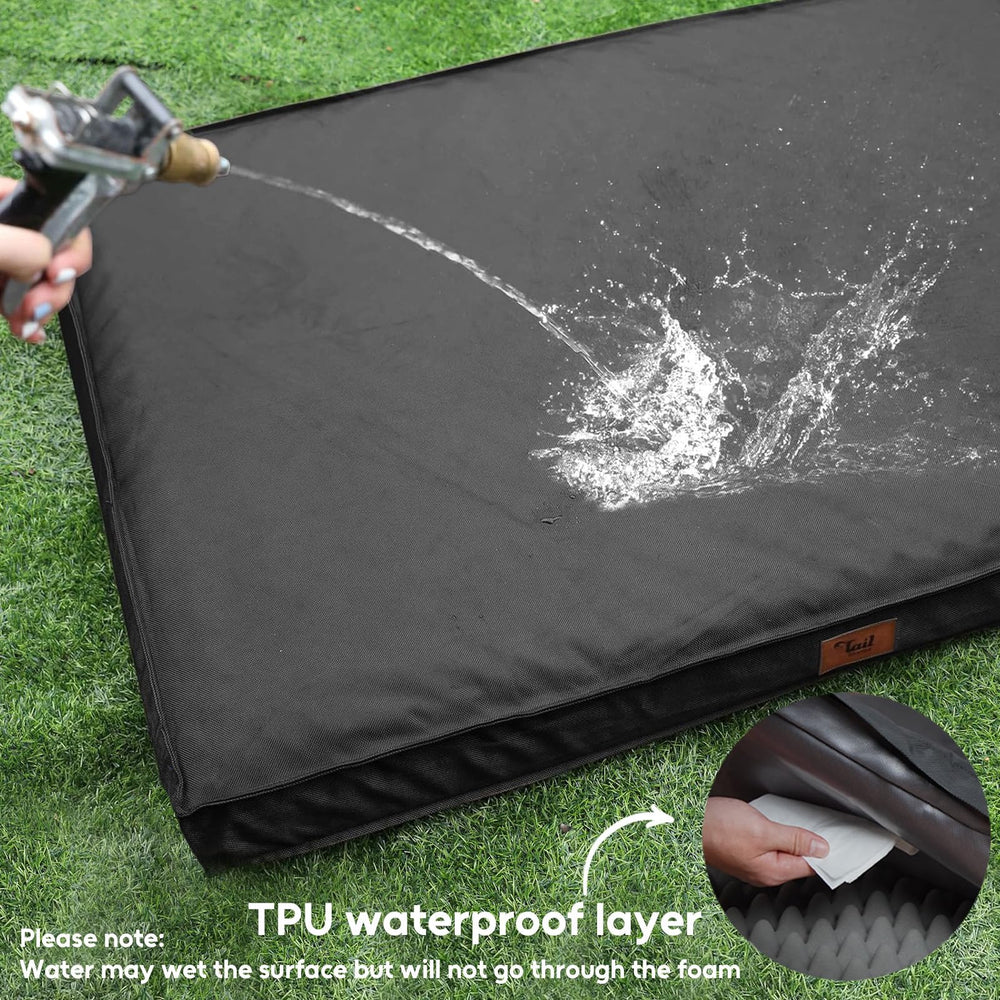 Tail Stories orthopedic egg crate foam provides supportive rest and weight distribution.