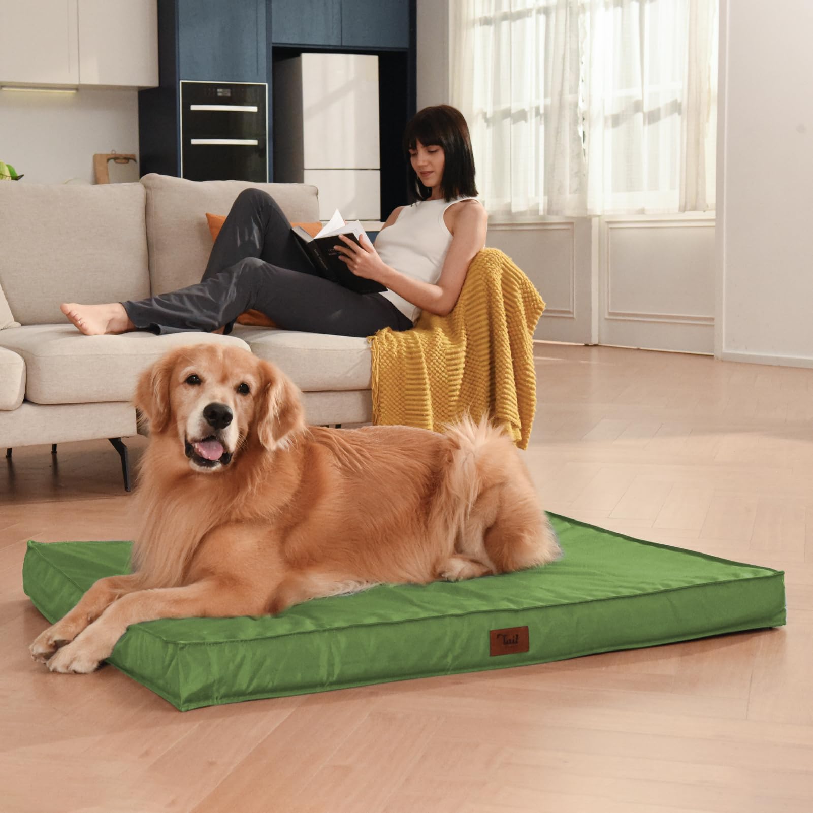 Tail Stories outdoor dog bed egg crate foam provides even weight distribution for joints