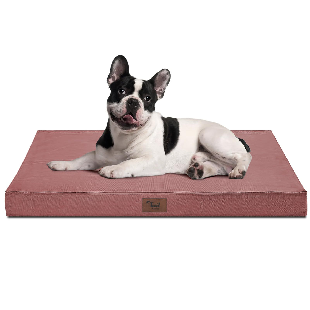 Tail Stories outdoor dog bed pink cover highlights a cozy look for small dogs' crate time.