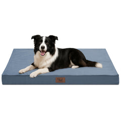 Tail Stories Outdoor Dog Bed waterproof cover highlights sturdy Oxford fabric for crate protection and easy cleaning.
