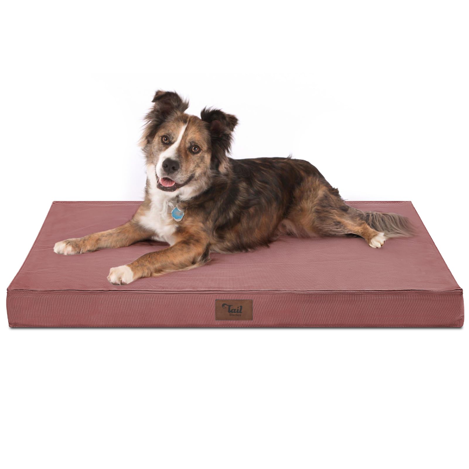 Tail Stories outdoor orthopedic dog bed 36x27 with foam for joint support.