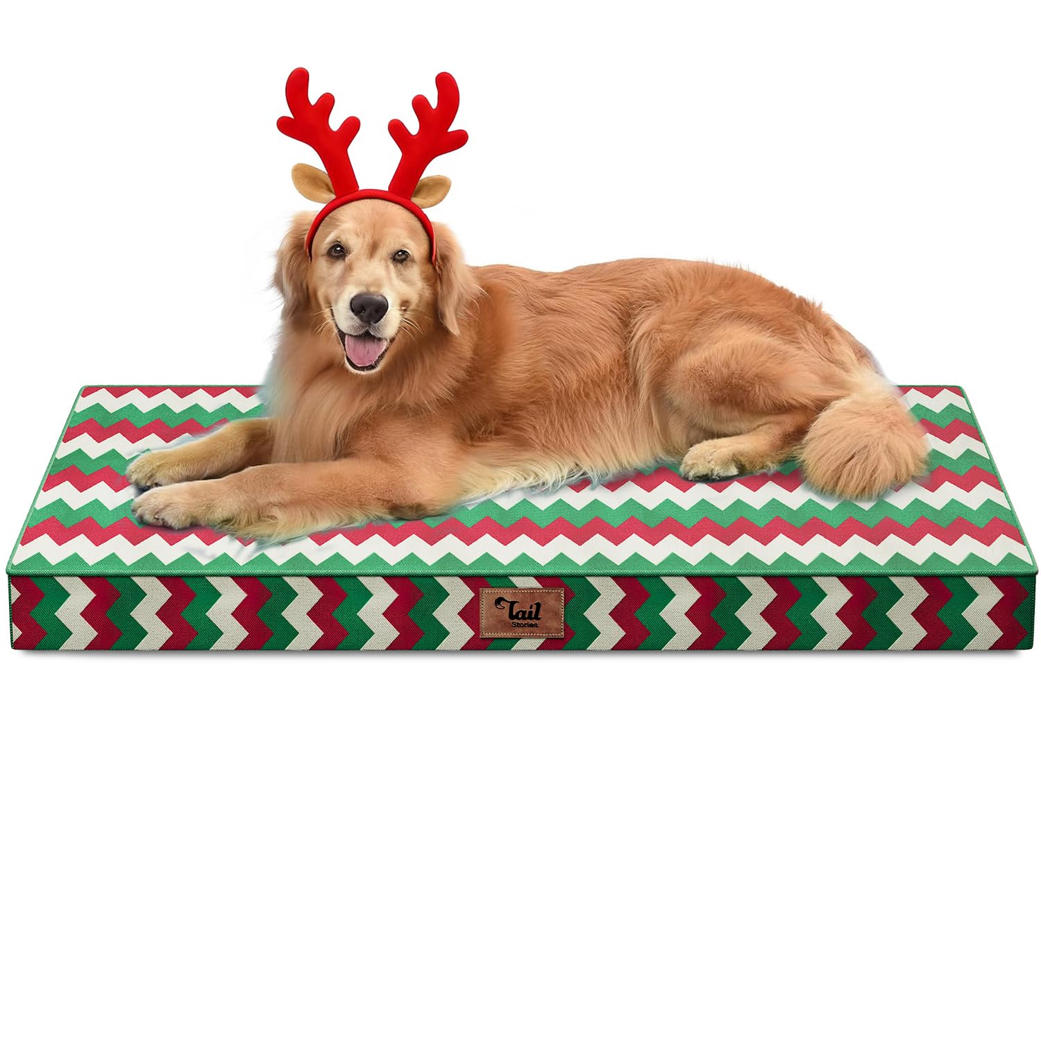 Tail Stories Outdoor XL dog bed egg crate foam provides orthopedic support for large dogs.