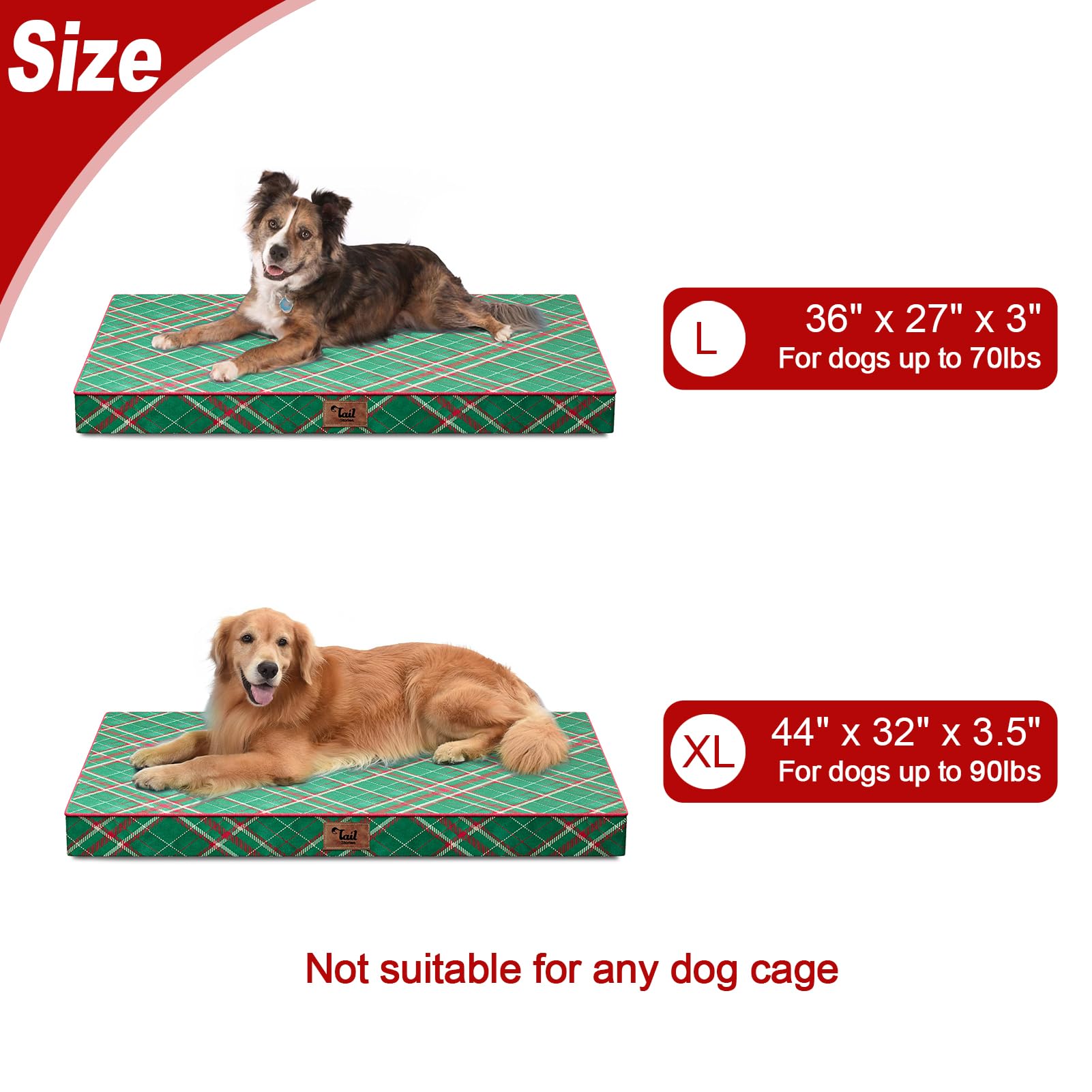 Tail Stories Outdoor XL dog bed egg crate foam core for joint support.