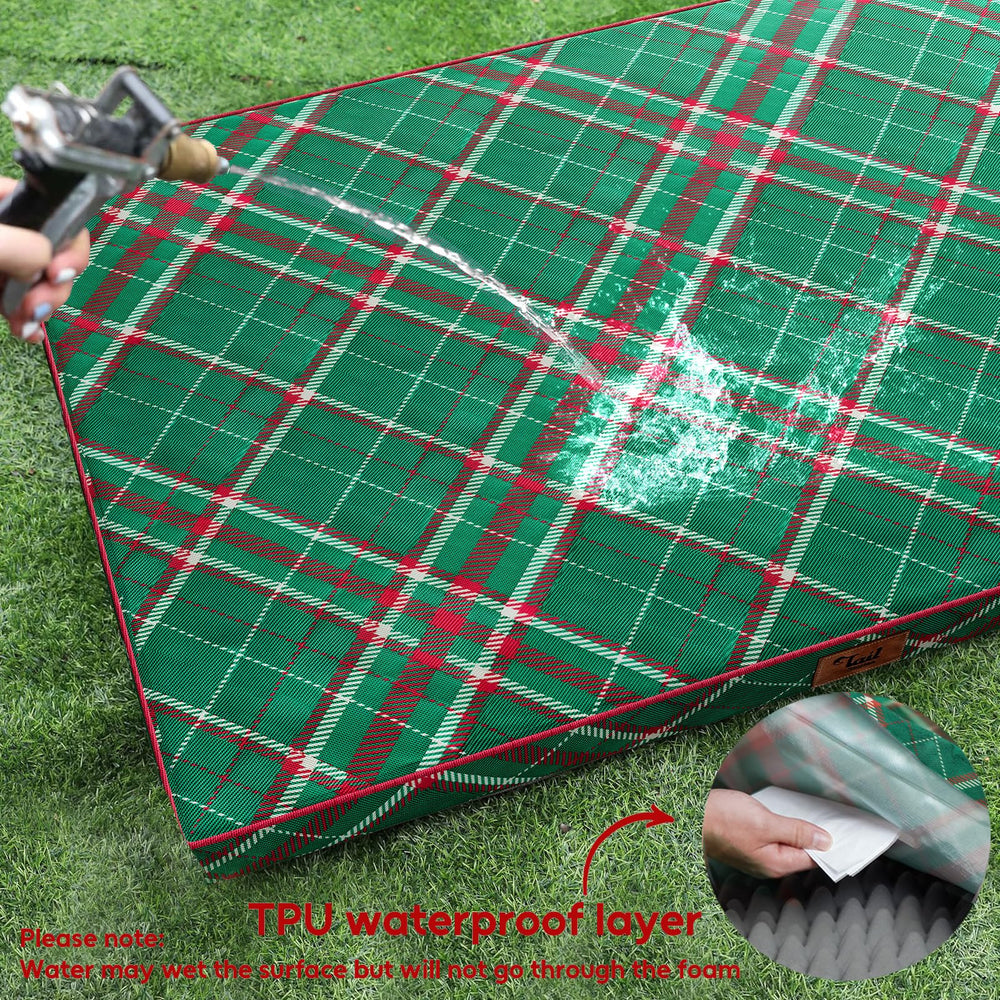 Tail Stories Outdoor XL dog bed outdoor-ready design with side handle.