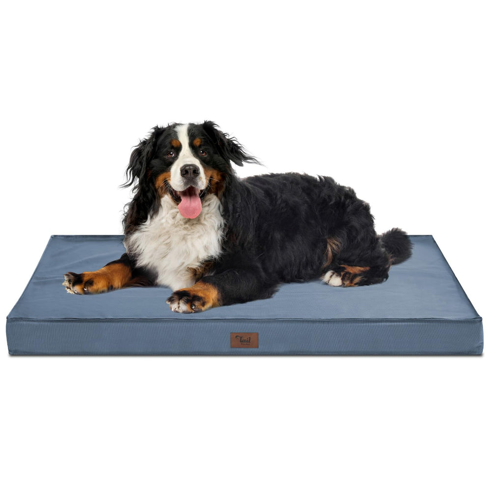 Tail Stories outdoor XXL dog crate bed blue full view for giant breeds
