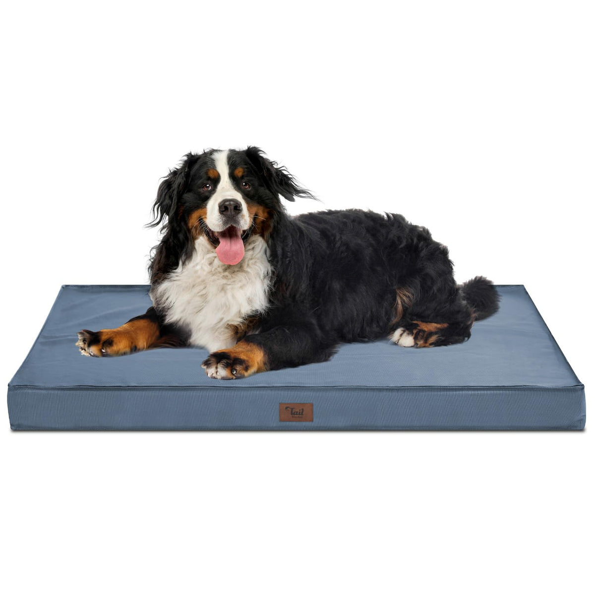 Tail Stories outdoor XXL dog crate bed blue full view for giant breeds