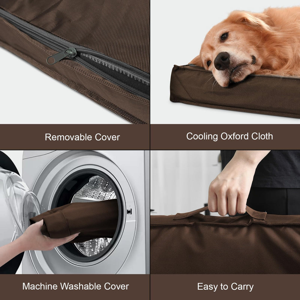 Tail Stories dog bed waterproof cover demonstrates removable washable design.