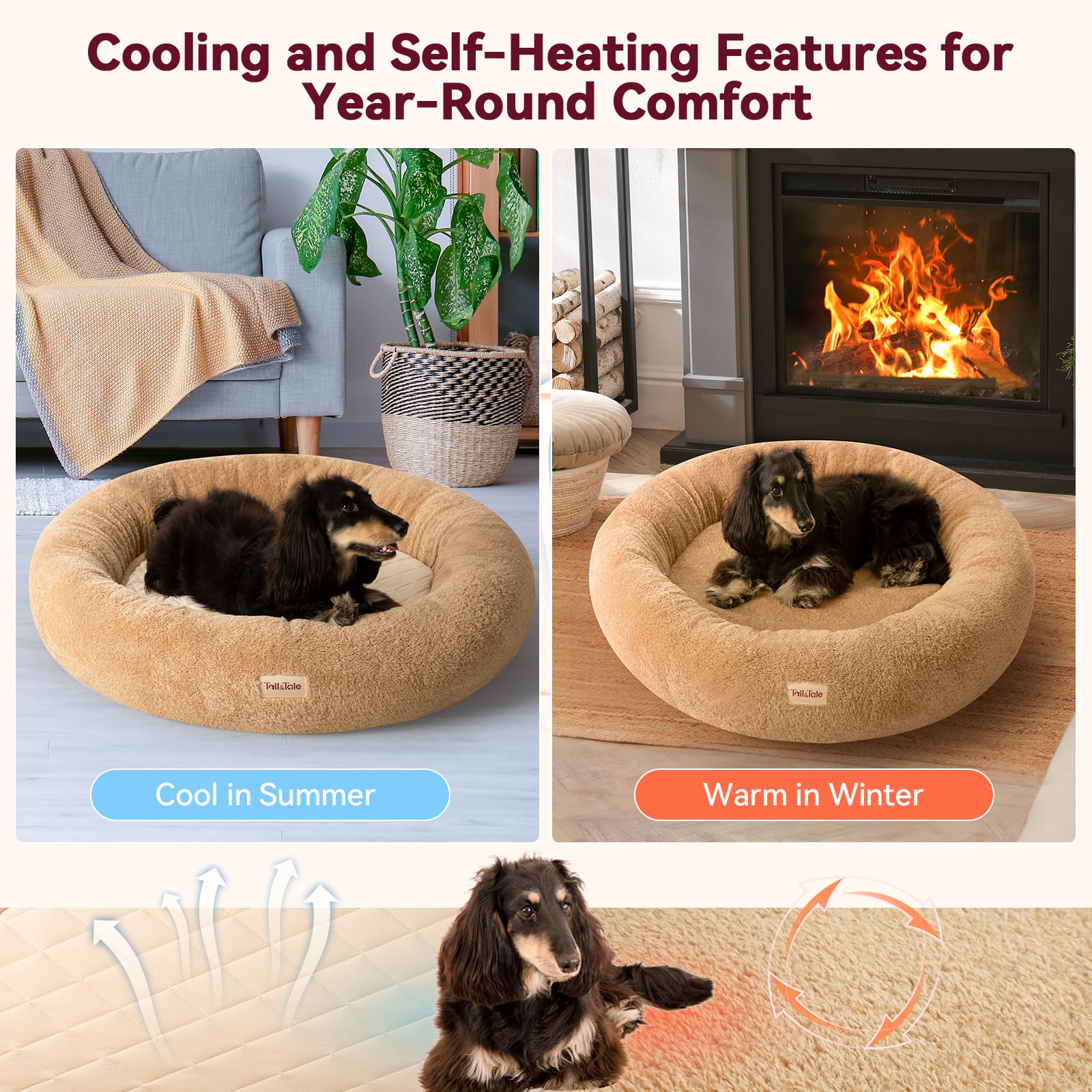 Tail&Tale reversible sherpa side for cozy warmth during cold naps.