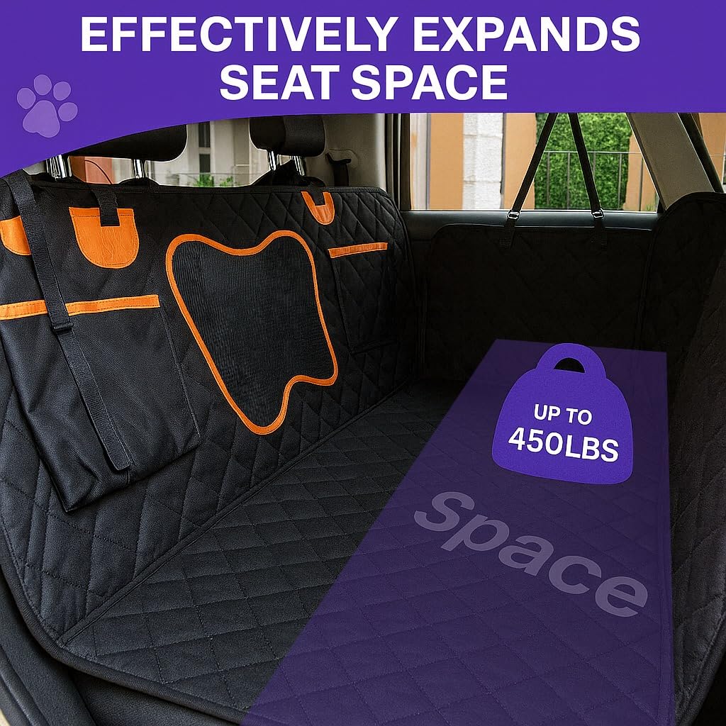 Tail treasures PVC-backed seat cover adds comfort and car protection.