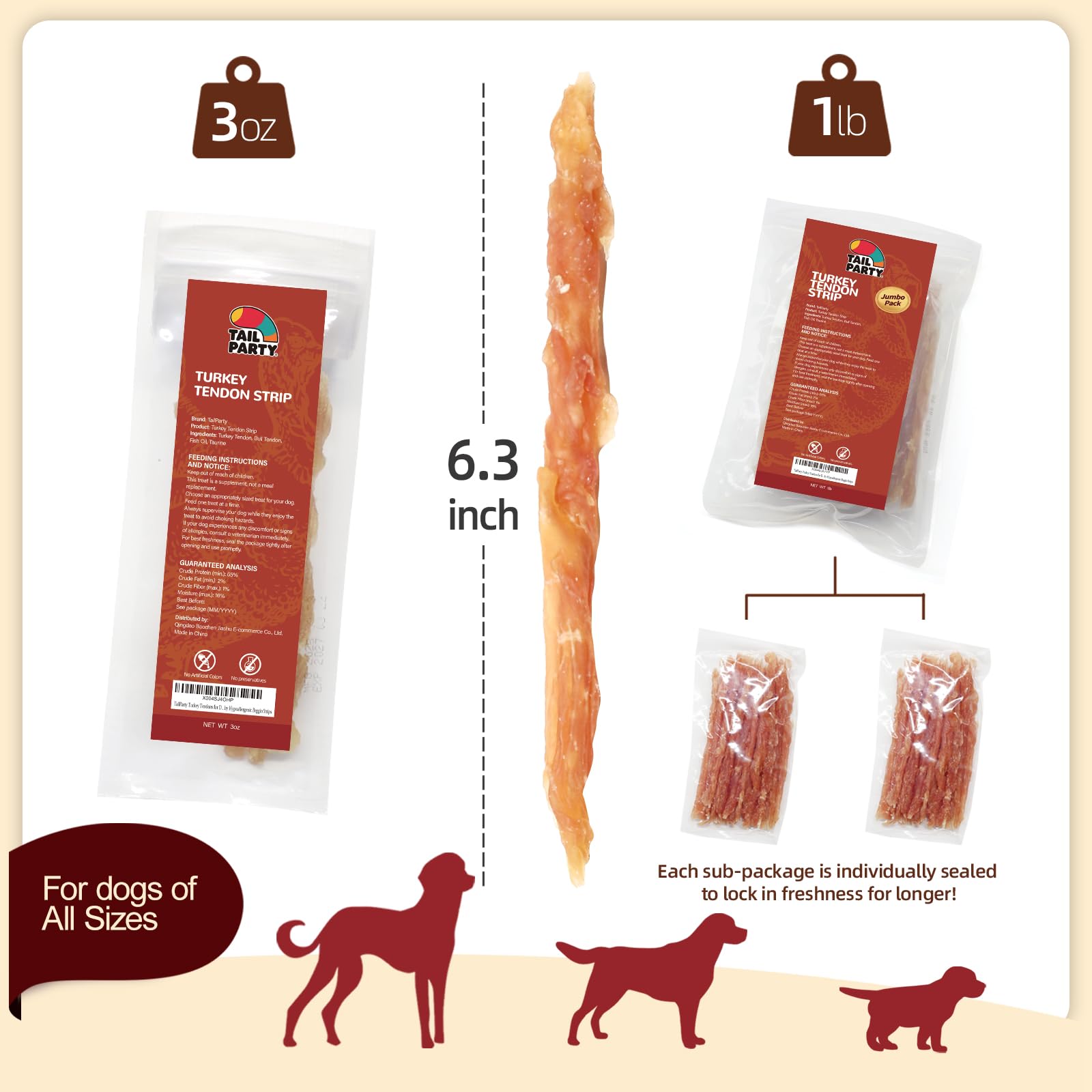 TailParty Turkey Tendons puppy training treat ideal for puppies and gentle rewards