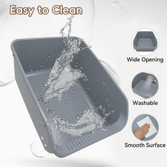 Tailryth large cat litter box dimensions 19.69 by 14.17 by 8.27 inches showing roomy interior.