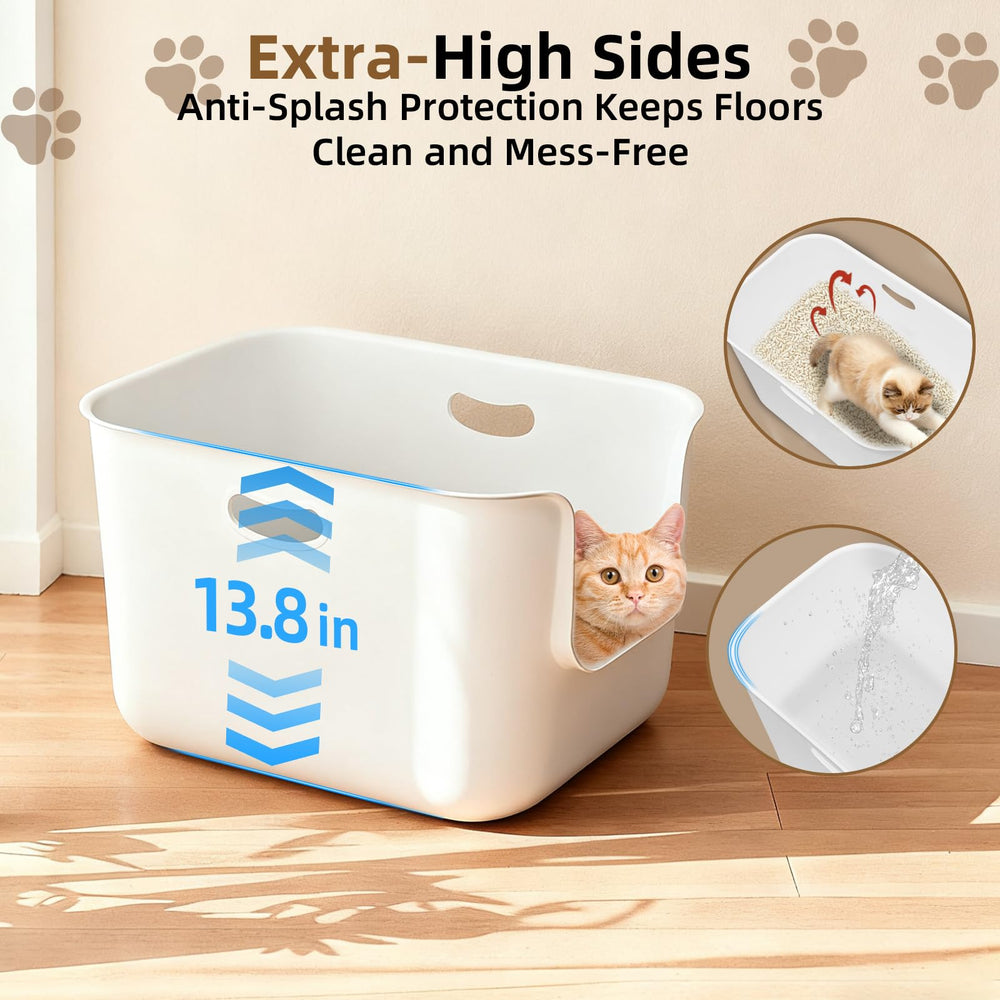 TAILRYTH XL litter box side profile emphasizes high walls for mess prevention and privacy.