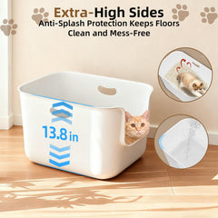 TAILRYTH XL litter box side profile emphasizes high walls for mess prevention and privacy.