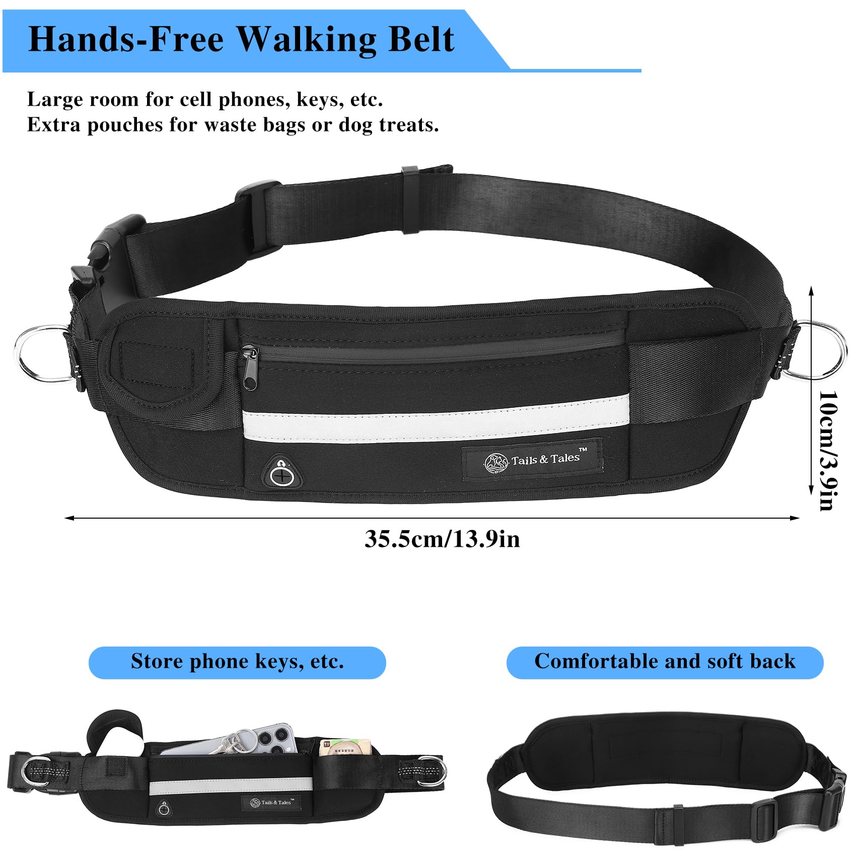 Tails & Tales dual padded handles provide comfortable control during runs