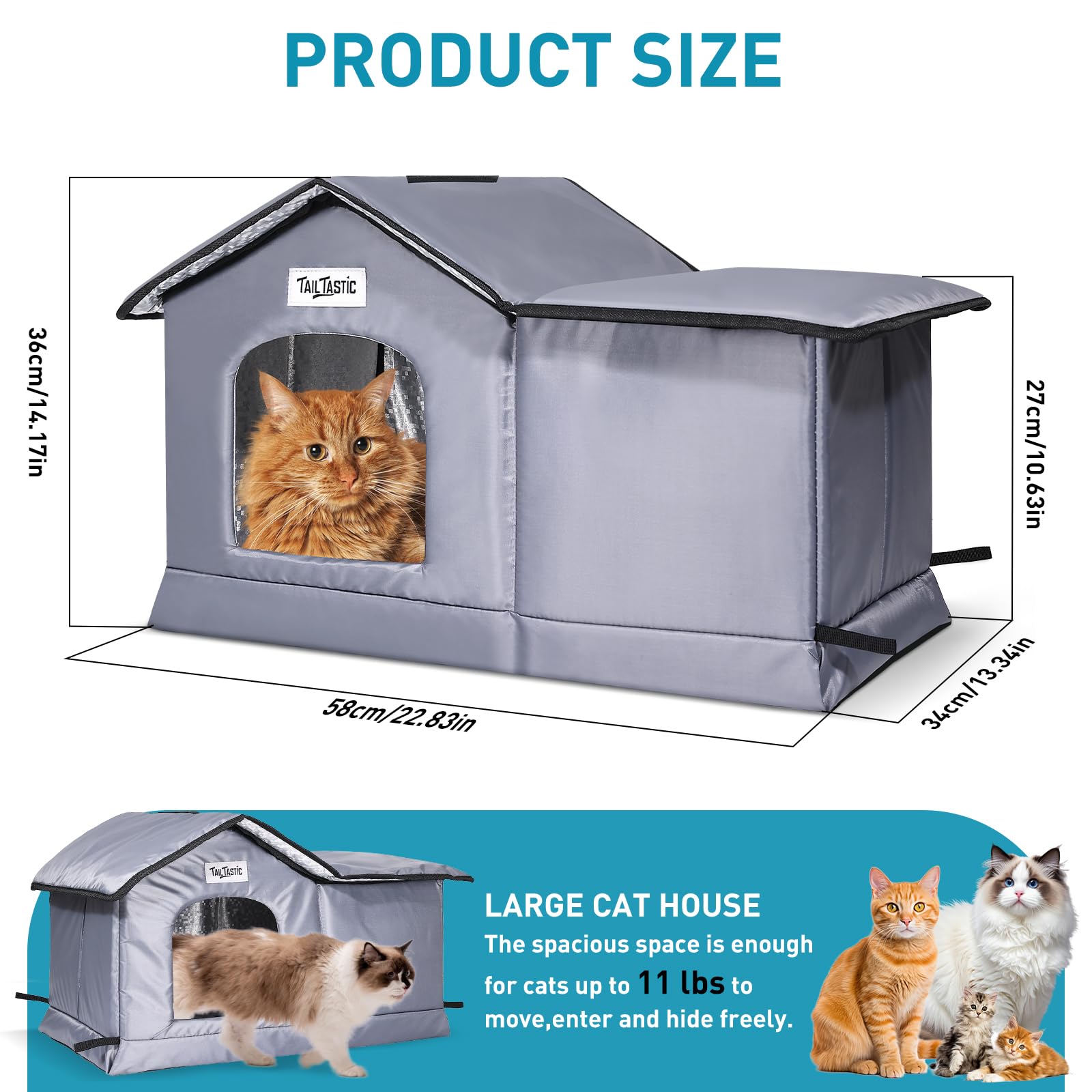 TailTastic 22x13x14 inch shelter fits 2-3 cats