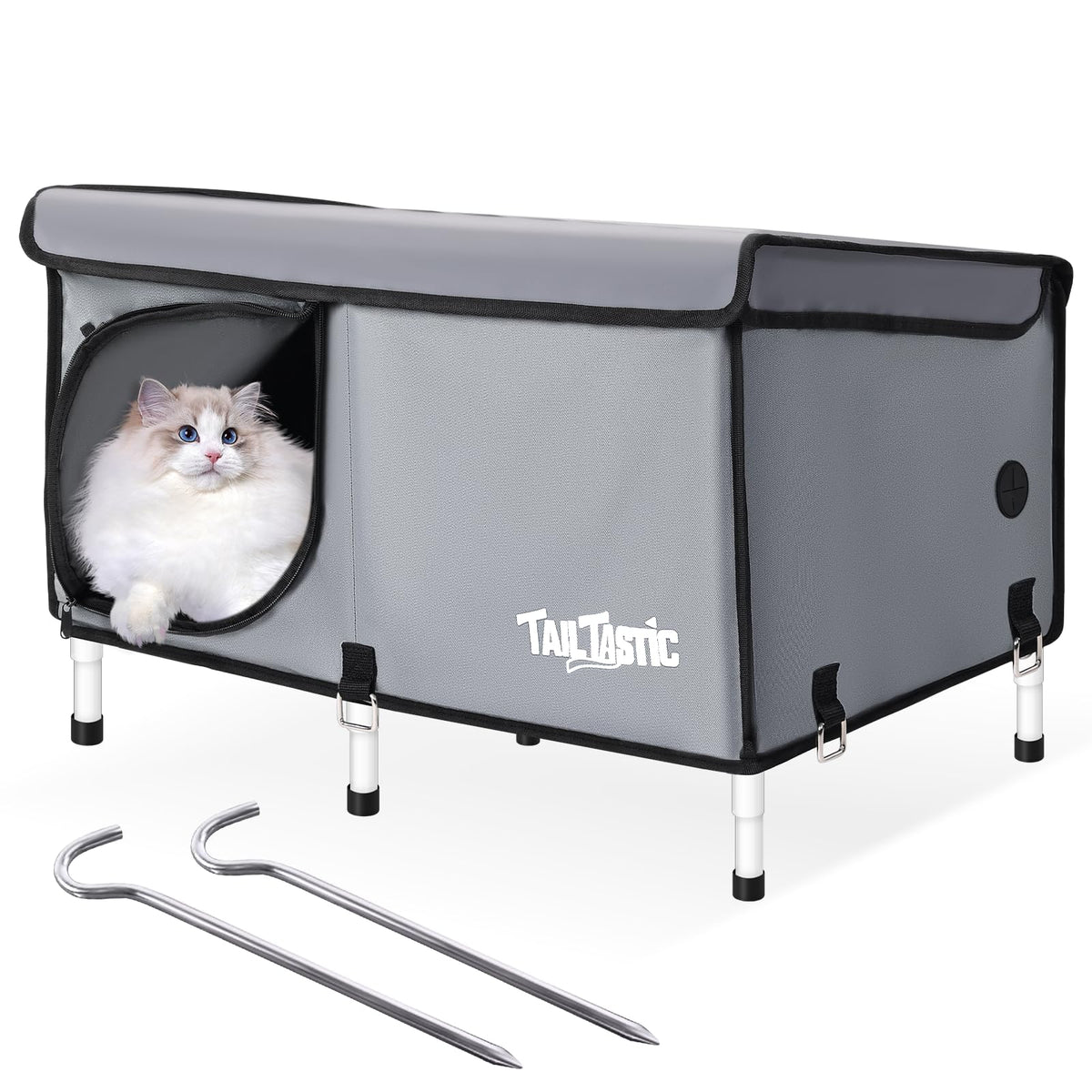 TailTastic Outdoor Cat House elevated platform shelter for outdoor cats