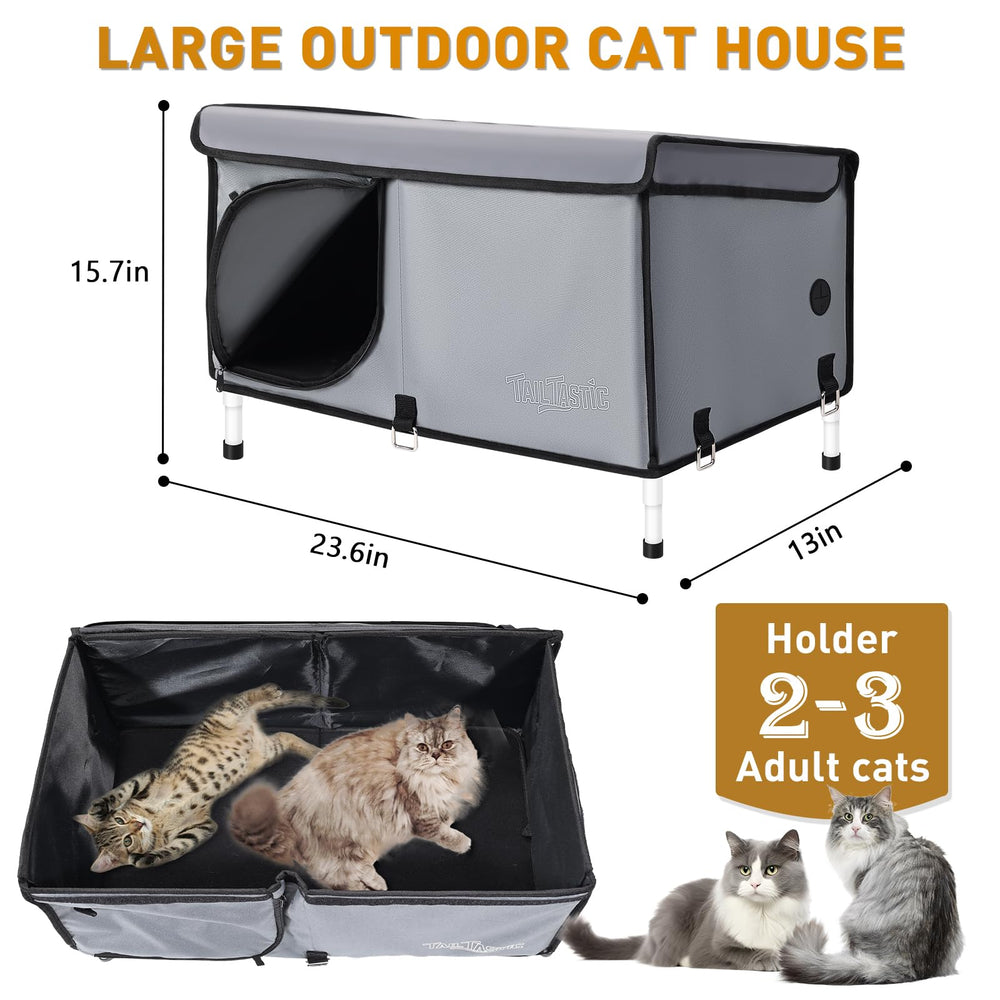 TailTastic Outdoor Cat House waterproof oxford fabric protects against rain and wind