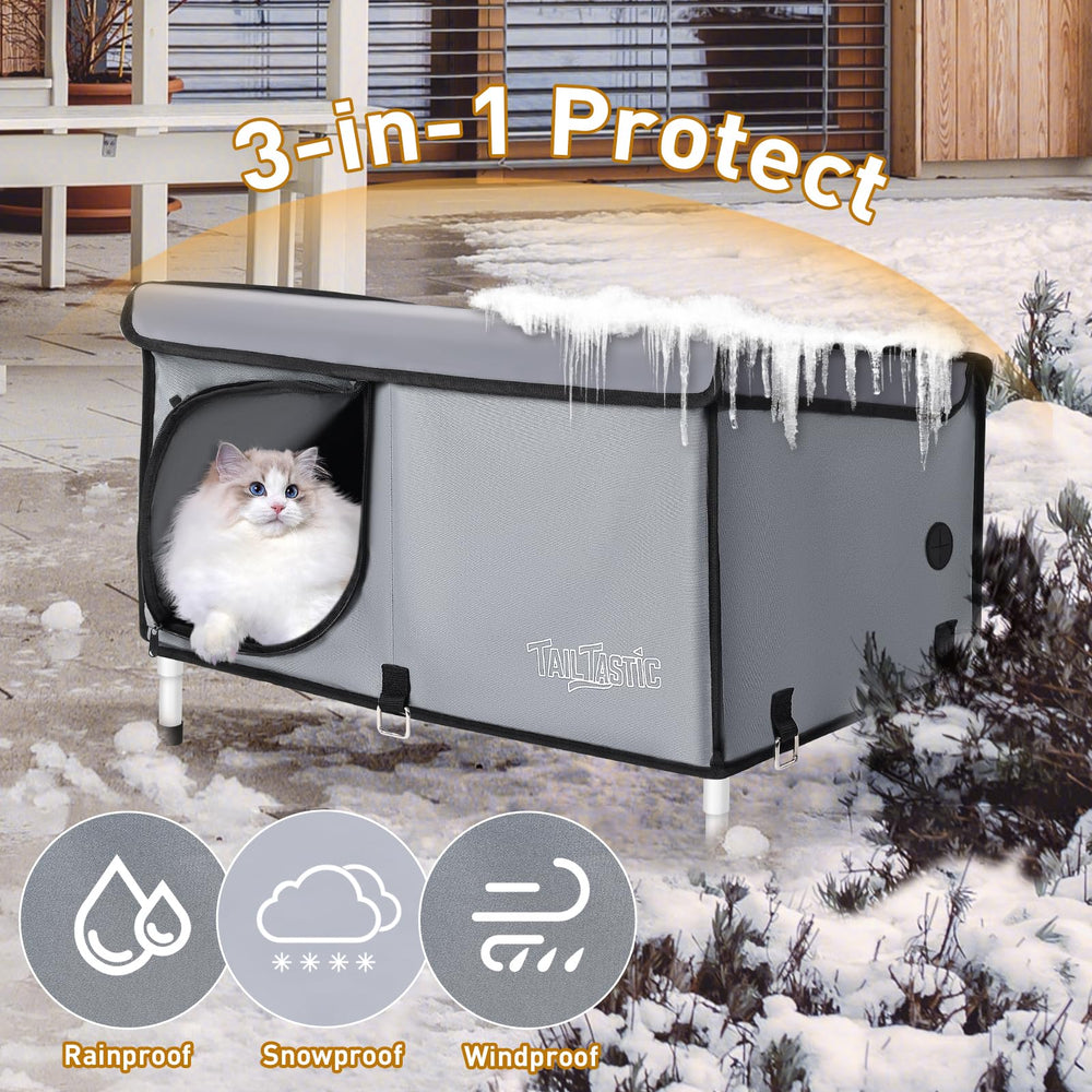TailTastic Outdoor Cat House wind-stability with six stakes anchors shelter against gusts