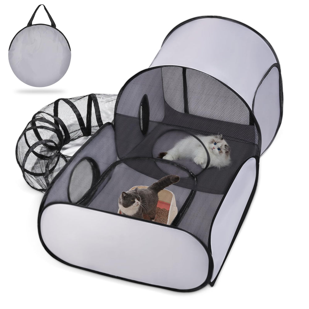 TailTastic pet playpen with surround tunnel boosts safe outdoor playtime.