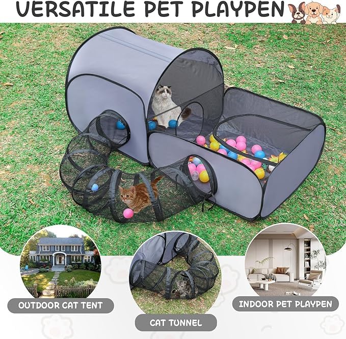 TailTastic soft fabric cat tent is gentle on paws and claws during play.