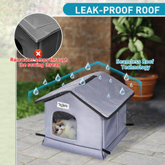 TailTastic weatherproof-cat-house raised-base demonstrates dry shelter on wet ground.