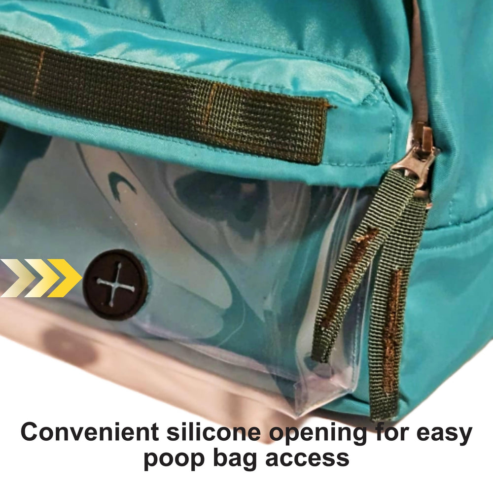 TAILTOTE side pockets image highlights extra storage for treats and toys.