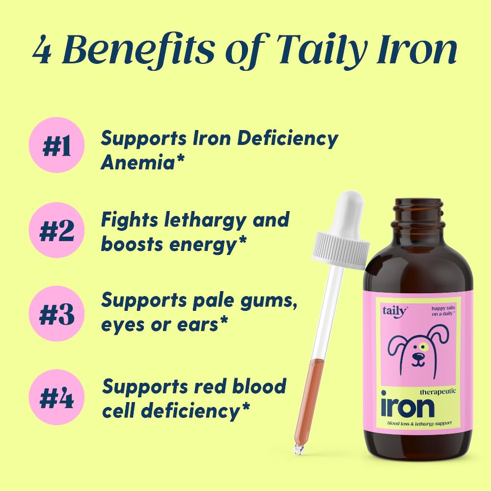 Taily AminoPets liquid iron being poured for convenient dosing for dogs